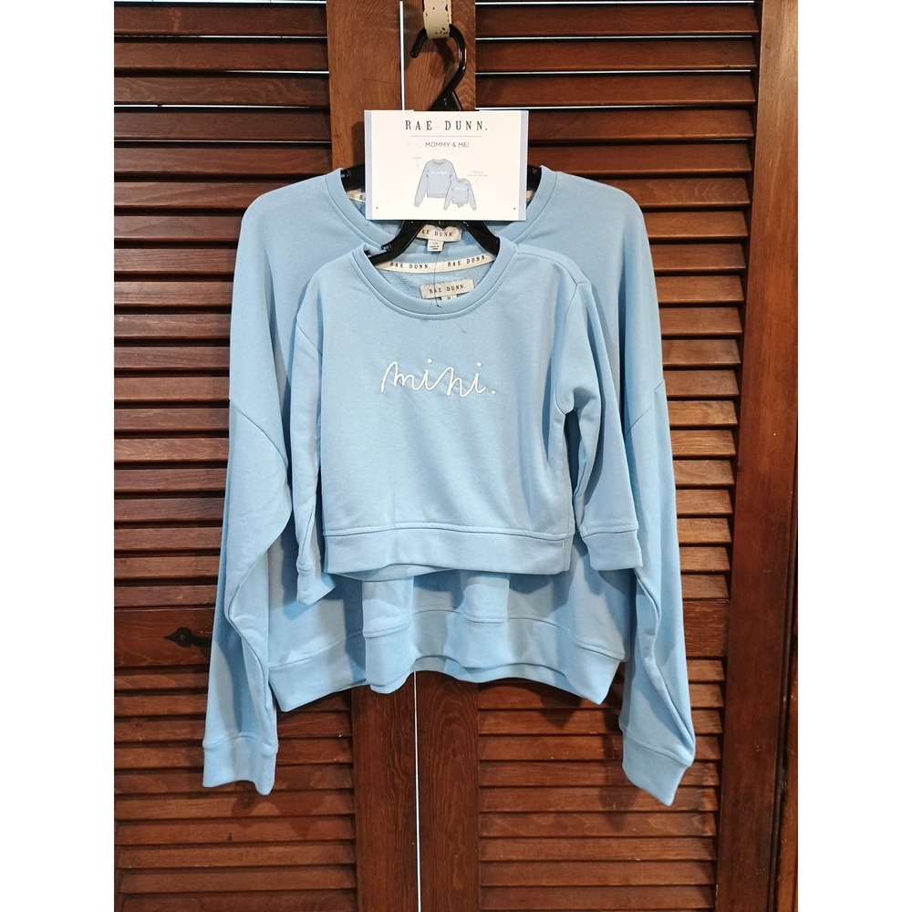 NWT Rae Dunn Mommy&Me Sea Salt Mama Mini Matching Sweatshirt Set-Ladies L and 3T